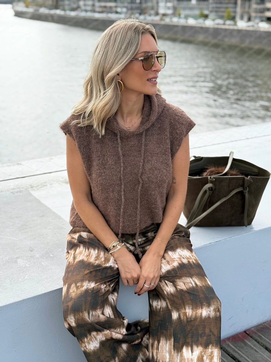 Le pull sans manche June marron