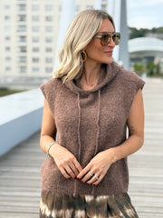 Le pull sans manche June marron
