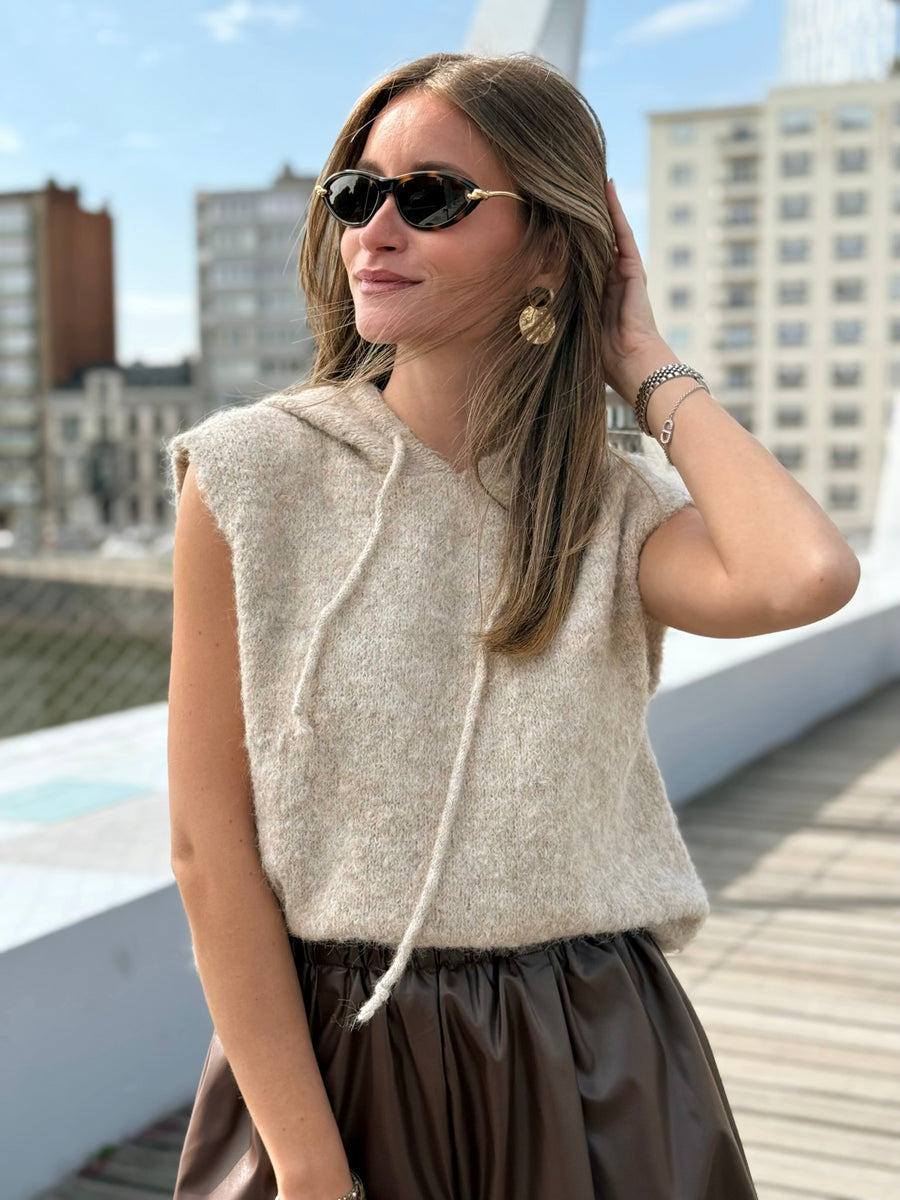 Le pull sans manche June beige