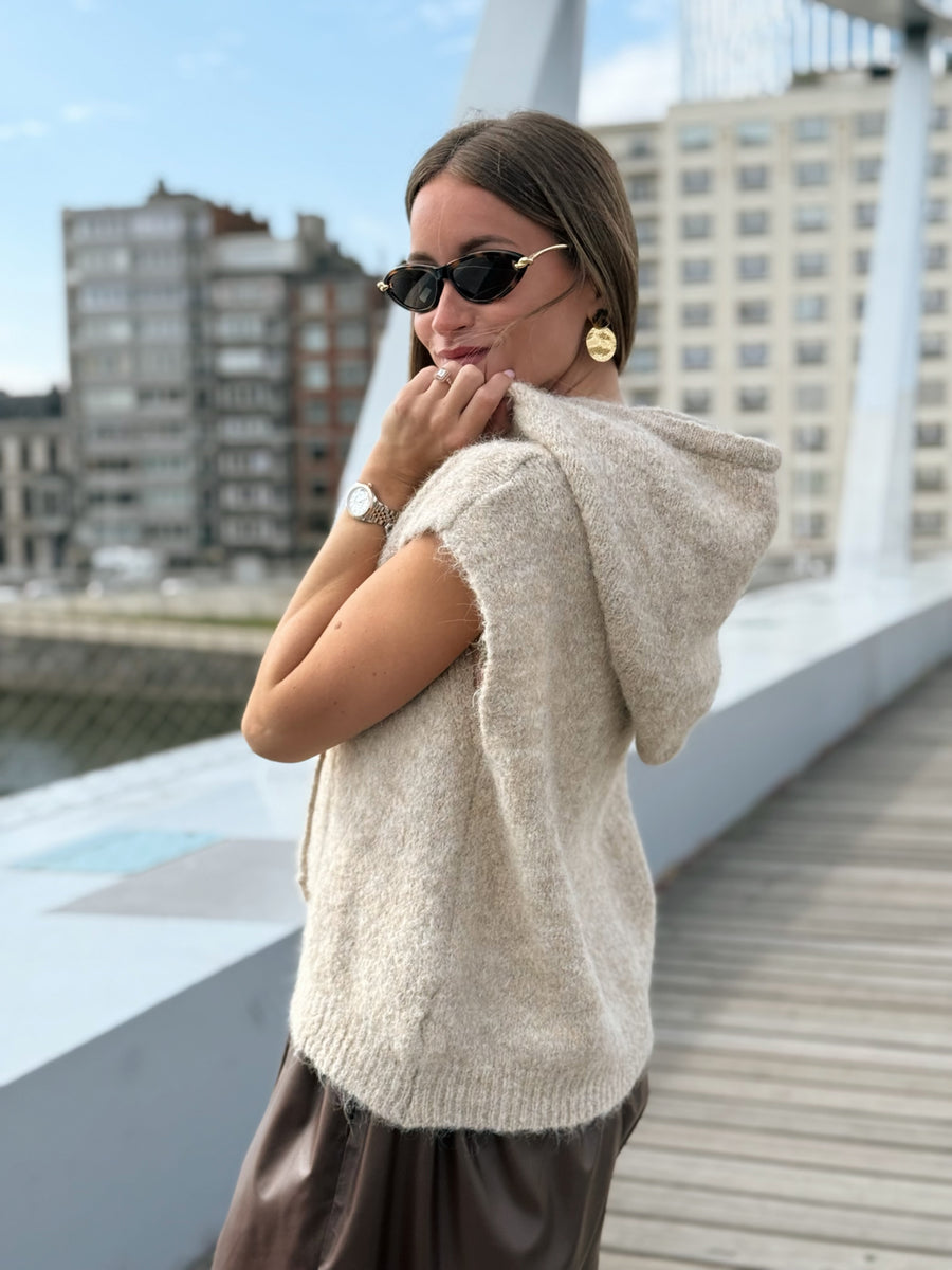 Le pull sans manche June beige