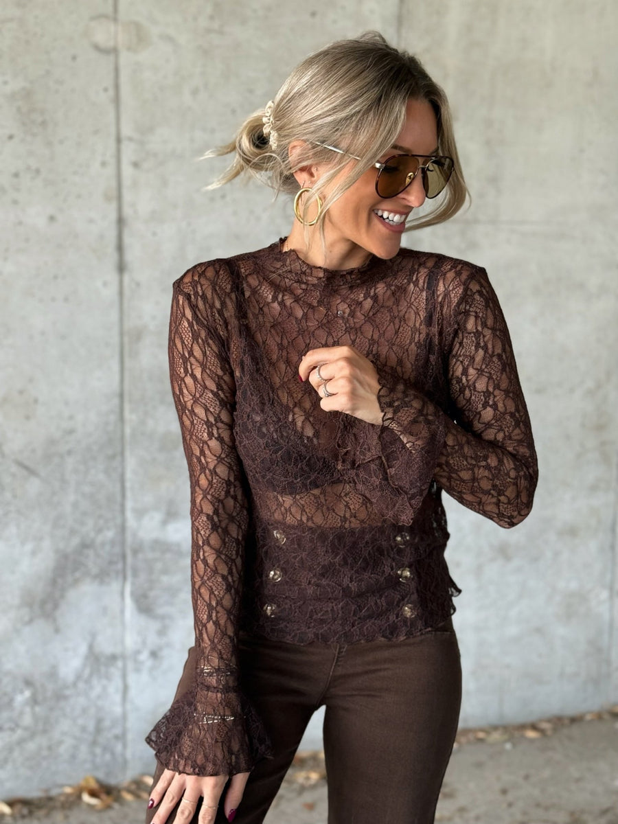 La blouse Chimene marron - Gualap