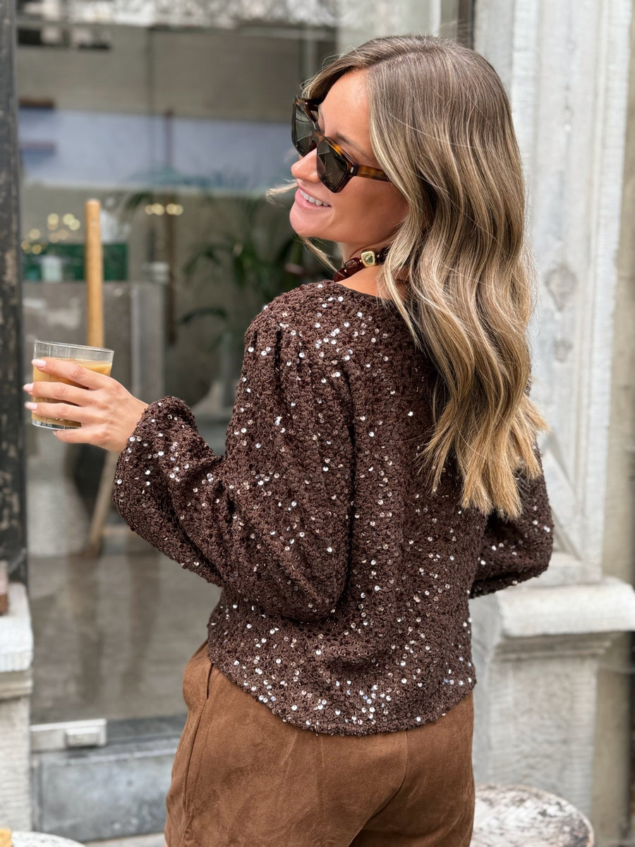 La blouse Erika marron - Gualap