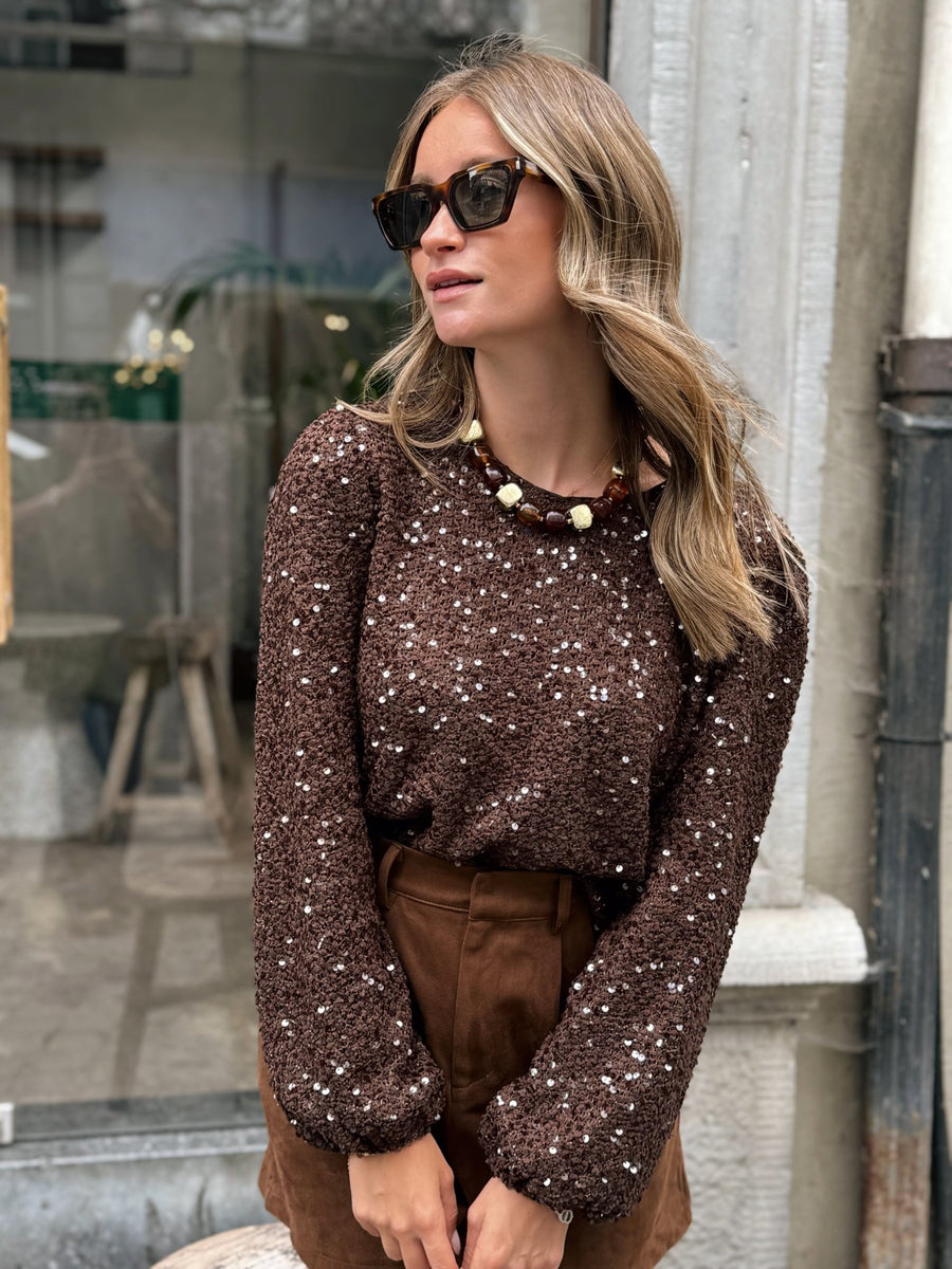 La blouse Erika marron - Gualap