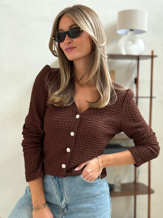 La blouse Lucrecia marron - Gualap