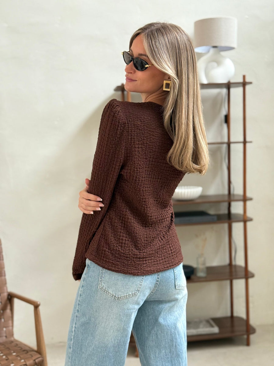 La blouse Lucrecia marron - Gualap