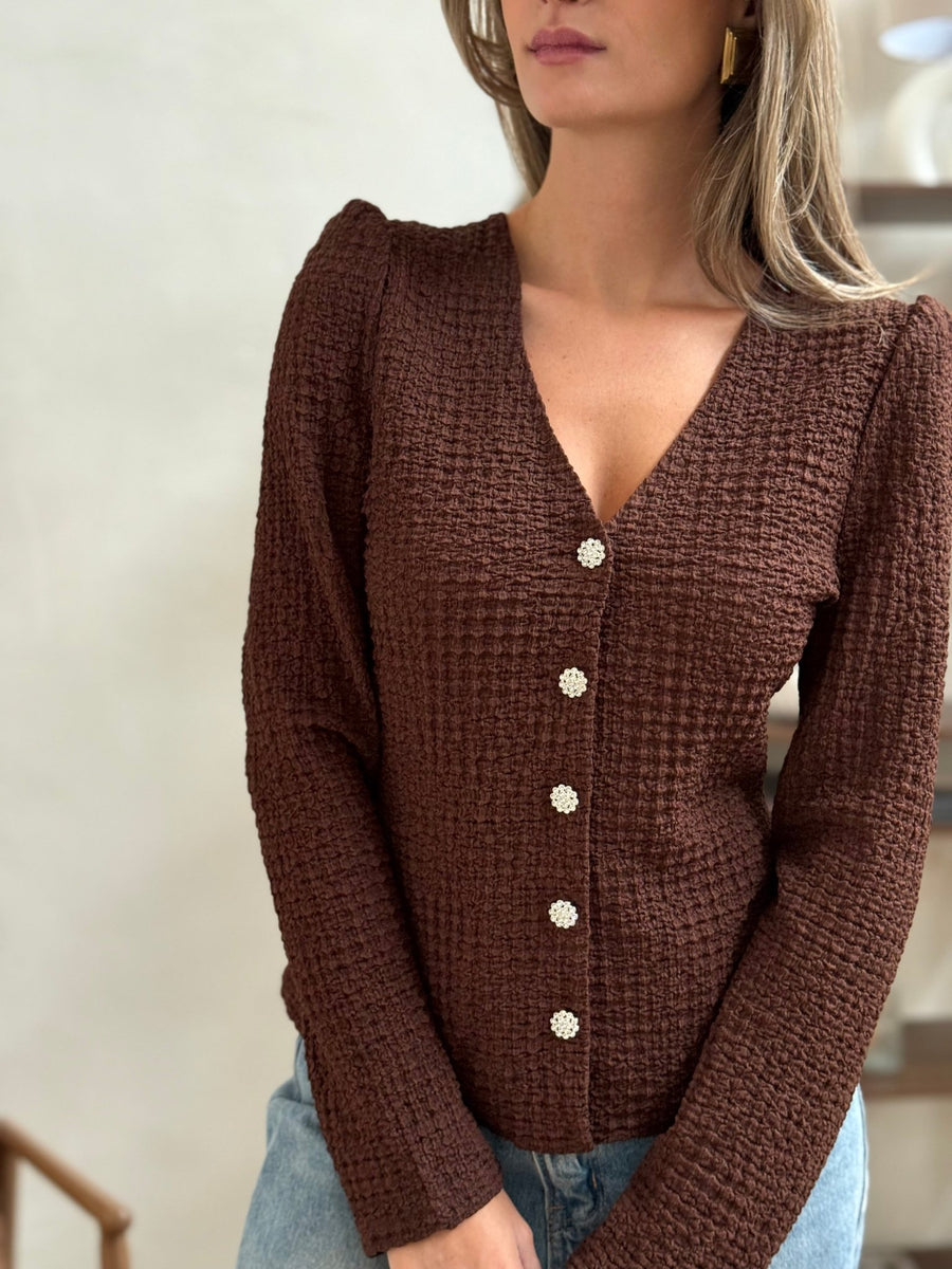 La blouse Lucrecia marron - Gualap