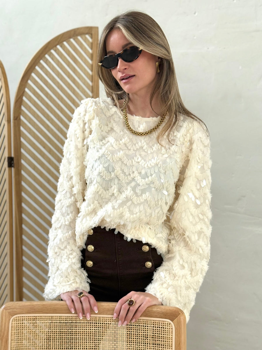 La blouse Marine blanc casse - Gualap