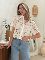 La chemise Ruby manche courte beige - Gualap