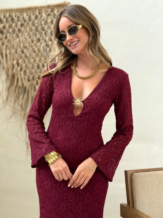 La robe Eulalie bordeaux - Gualap
