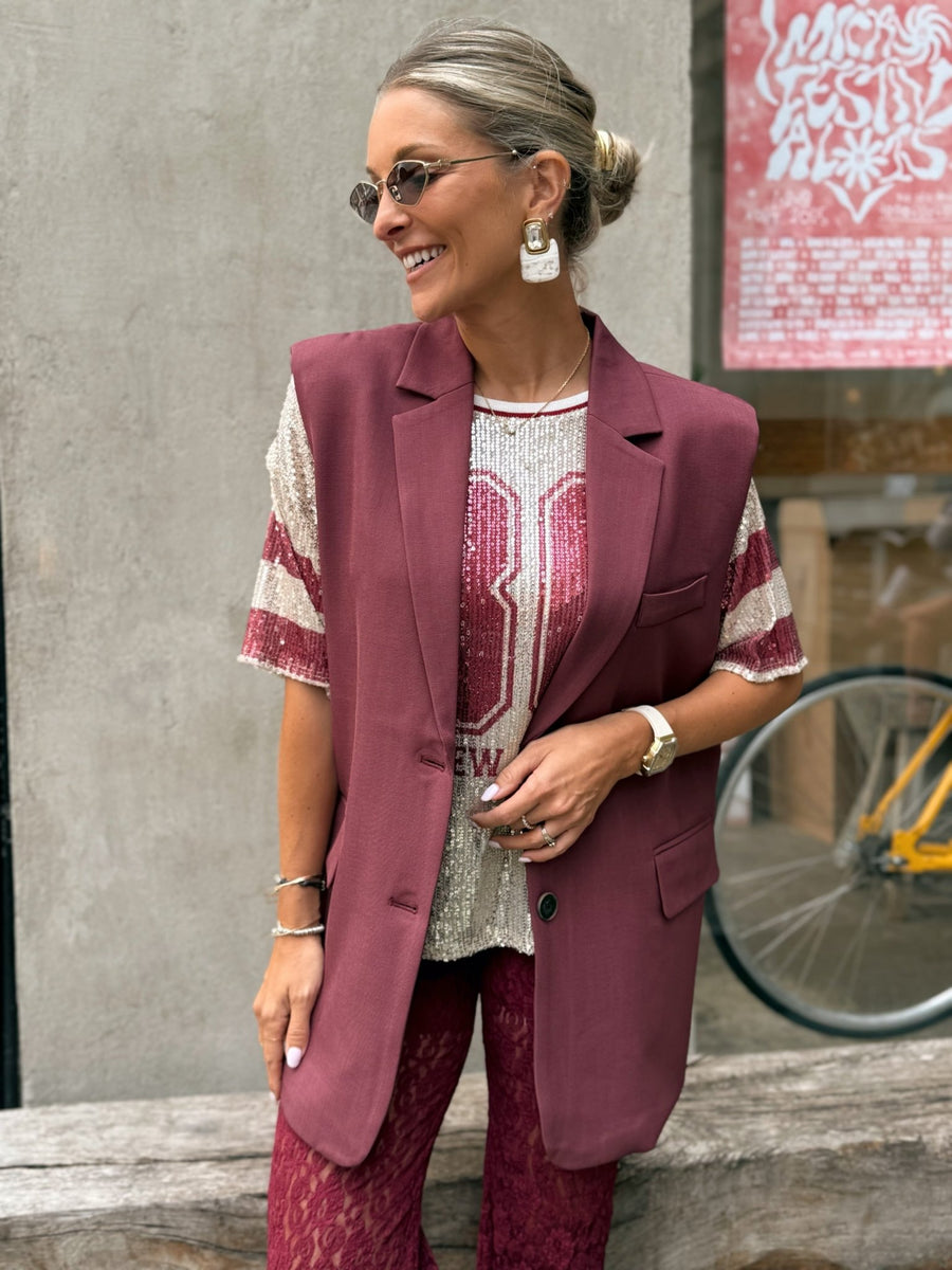 Le blazer sans manche Oria bordeaux - Gualap
