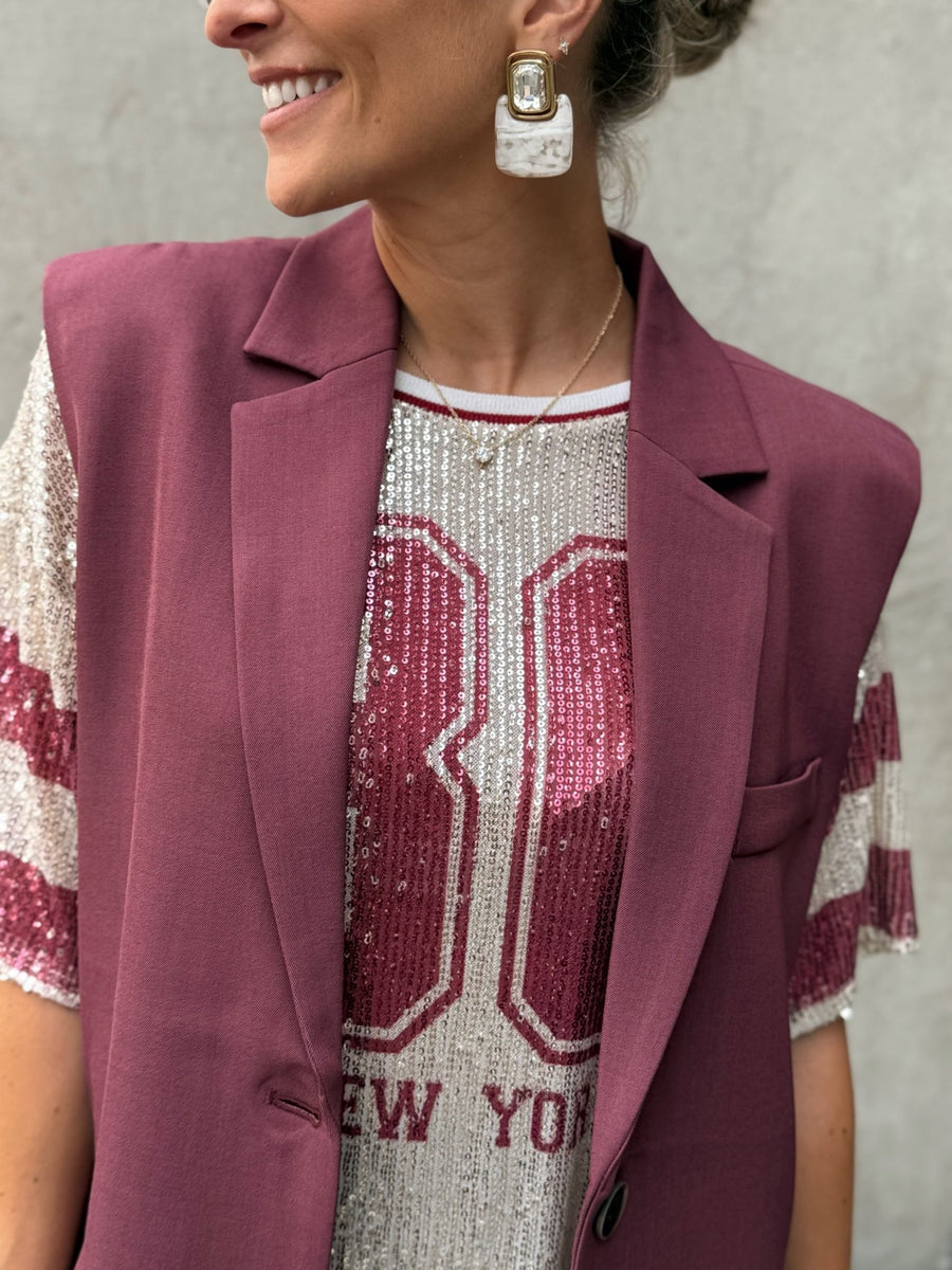 Le blazer sans manche Oria bordeaux - Gualap