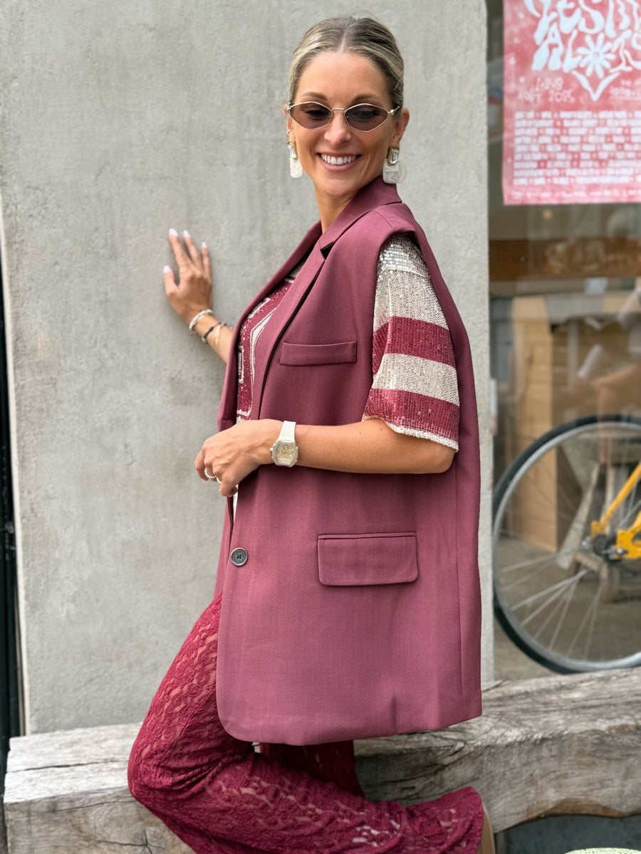 Le blazer sans manche Oria bordeaux - Gualap