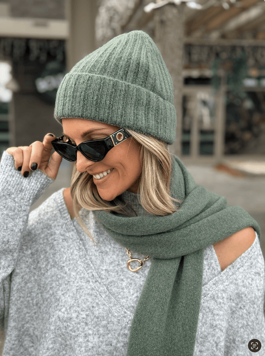 Le bonnet et l’echarpe Rachel vert eau - Gualap