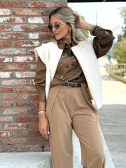 Le gilet sans manche clara blanc casse - Gualap