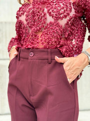 Le pantalon Gaelle bordeaux - Gualap