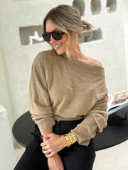 Le pull Marlene taupe - Gualap