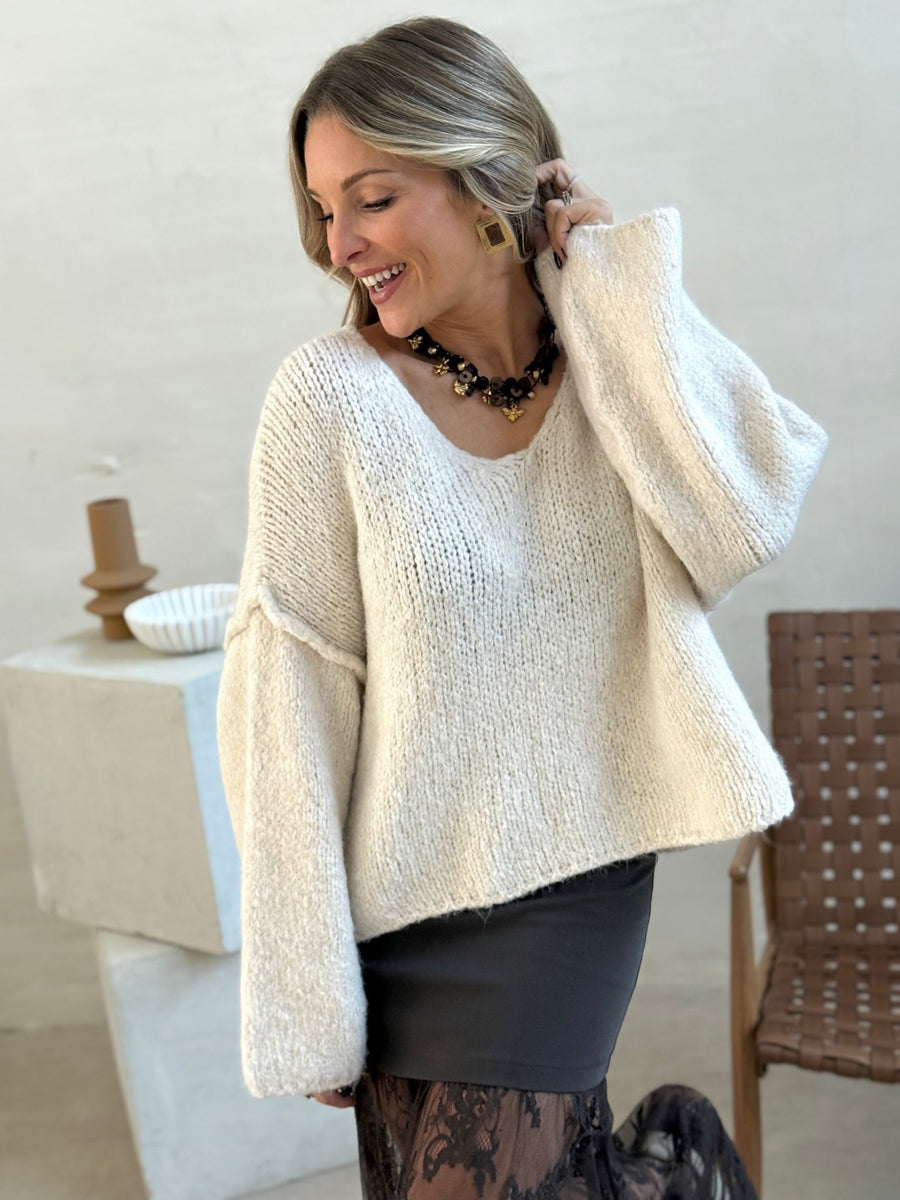 Le pull Morgane blanc casse - Gualap