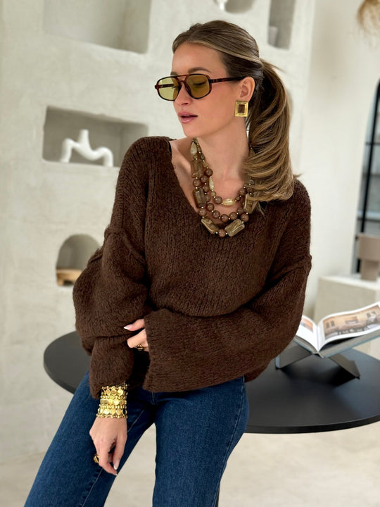 Le pull Morgane marron - Gualap