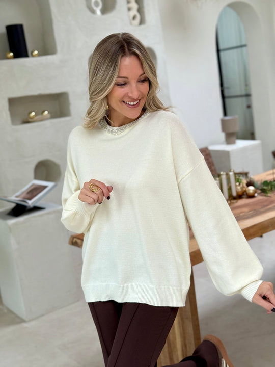 Le pull Salma ecru - Gualap