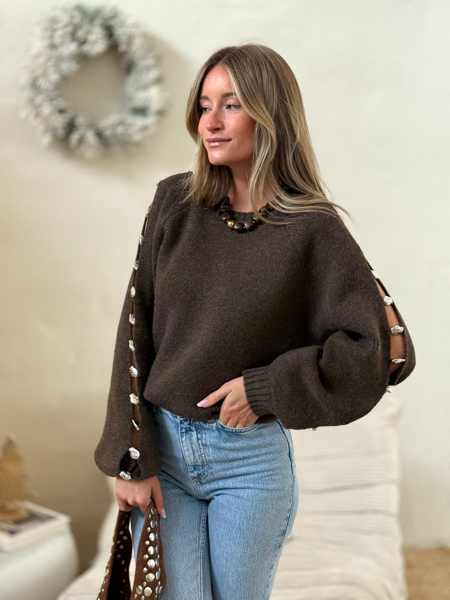 Le pull Suzanne brun - Gualap