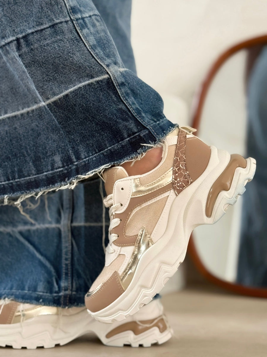 Les baskets Delphine beige - Gualap