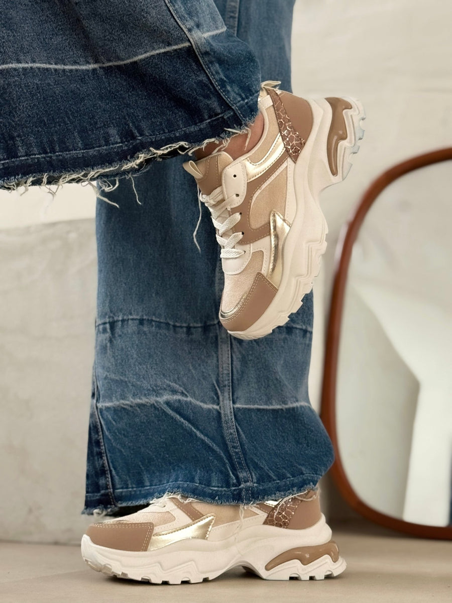Les baskets Delphine beige - Gualap