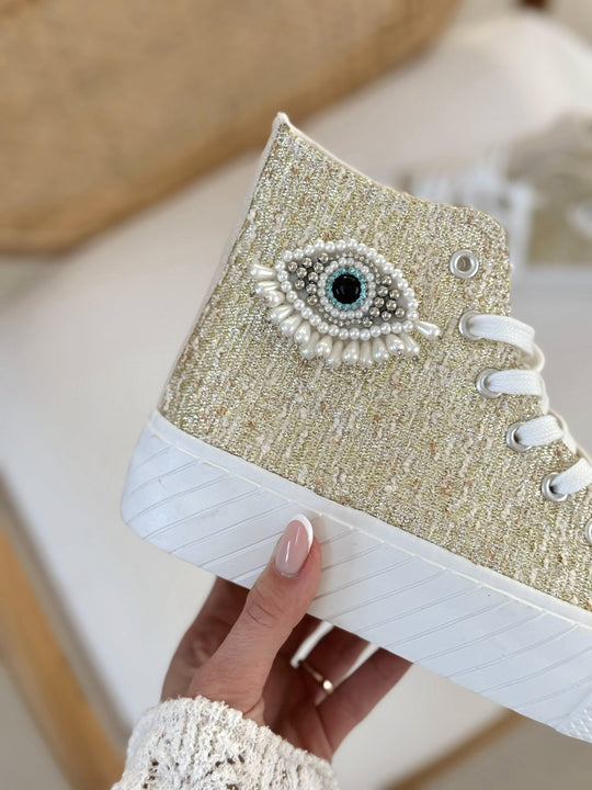 Les baskets Tessa dore - Gualap